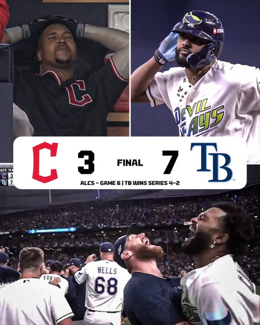 THE RAYS ARE MOVING ON TO THE FALL CLASSIC!

Tampa Bay closes out the Guardians at home and will now face the Milwaukee Brewers for a WS title 🍿