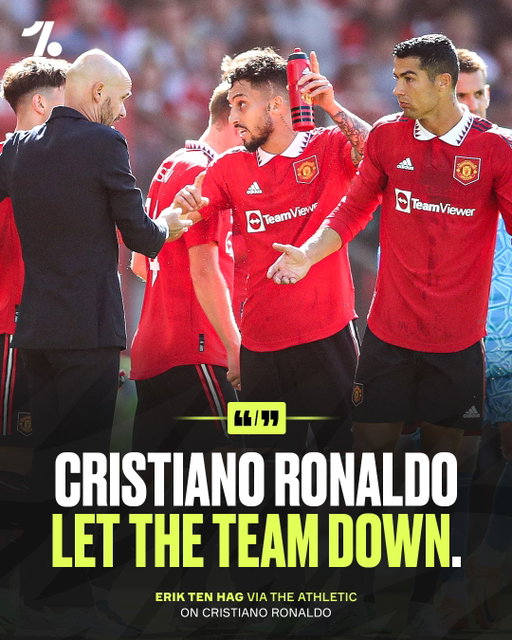 Erik ten Hag has given a scathing review of Cristiano Ronaldo's second spell at Man United 😳😧👇

🗣️ "He [Ronaldo] let the team down, and he let me down, because we planned with him.

✈️ “I flew out to Portugal to speak with him about what I was aiming for before I came to United.

🐐 “He’s one of the best in history. I respected him a lot. But as a manager, I had to make a rational decision.

❌ “He ran neither in possession nor out of possession. The reason was because he didn’t prepare himself.

👀 “Every top team has to embrace the top player, but the top player has to work for the team...

🫣 "Cristiano Ronaldo was telling the players: save your legs at training. I understand it when you are top fit…but first you have to train yourself to get into the right fitness levels."
