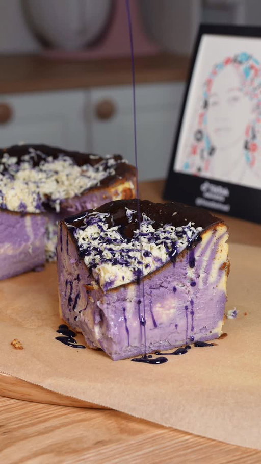 UBE CHEESE SWIRL BURNT BASQUE CHEESECAKE! 💜🧀

Two of our favorite Filipino flavors in one rich, creamy, and beautifully caramelized cheesecake! Perfect for celebrations, because we have something EXTRA SPECIAL to celebrate today! 🥹❤️

INGREDIENTS

Cheesecake Base:

* 450g cream cheese, room temperature
* 140g powdered sugar
* 3 large eggs, room temperature
* 2 tbsp (20g) cornstarch
* 190ml heavy cream, room temperature

Ube Layer:

* ½ of the cheesecake batter
* 120g ube halaya
* 1–2 tbsp ube flavoring (adjust to your preferred color and flavor)

Cheese Layer:

* ½ of the cheesecake batter
* 100g Quickmelt cheese
* 2–3 tbsp milk

Toppings:

* Grated cheese
* Ube syrup

PROCEDURE:

1. Preheat oven to 220°C. Line your baking pan with parchment paper.
2. Beat cream cheese and powdered sugar until smooth. Add eggs one at a time, mixing after each addition.
3. Mix in cornstarch, followed by heavy cream, until smooth and well combined.
4. Divide the cheesecake batter into two equal portions.
5. For the ube layer, mix ube halaya and ube flavoring into one portion until smooth.
6. For the cheese layer, microwave Quickmelt cheese with milk in short intervals until melted and smooth. Let cool slightly, then gradually incorporate into the other portion of cheesecake batter.
7. Alternately scoop the ube and cheese batters into the prepared pan. Gently swirl to create a marbled effect.
8. Bake at 220°C for approximately 30 minutes, or until the top is beautifully caramelized and the center is still slightly jiggly.
9. Allow to cool, then refrigerate overnight for the best texture.
10. Finish with grated cheese and a drizzle of ube syrup before serving. Enjoy!

And BESTFRIEND!!! We’re nominated for Food Content Creator of the Year at the TikTok Awards SEA 2026! 😭🏆 If I’m your Food Creator of the Year, please vote for me! You can vote every day until October 26! ❤️

#FoodieFred #UbeCheeseCheesecake #BurntBasqueCheesecake #hibestfriend