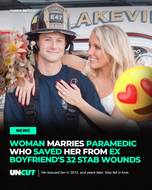 In 2012, Melissa Dohme survived a brutal attack after her abusive ex-boyfriend stabbed her 32 times. Cameron Hill, one of the paramedics who helped save her life, would later become her husband 🚨⁠
⁠
Months later, the two reconnected and eventually fell in love. Cameron proposed at a Tampa Bay Rays game in 2015, and they later got married 💍⁠
⁠
What do y’all think⁉️👀