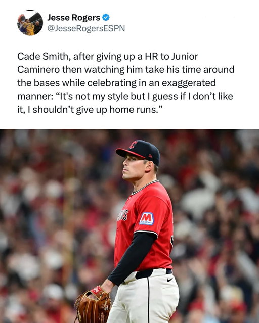 I LOVE this response from Cade Smith after giving up a home run to Junior Caminero.

Respect 💯
