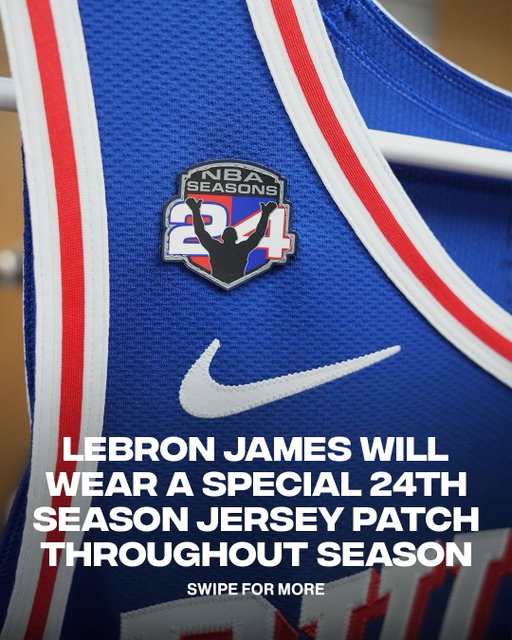 LeBron James will wear a special “24 NBA Seasons” jersey patch throughout the 2026-27 season. Legendary. 🙌

📸 Getty

Announced by trading-card company Topps just ahead of opening night, the commemorative patch will appear on every game-worn jersey James wears. 

After each contest the patch will be carefully removed, with select ones authenticated and inserted into ultra-rare 1-of-1 trading cards, turning pieces of his historic longevity into highly sought-after collectibles.