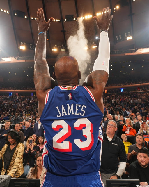 LeBron brought the chalk toss to the Garden for his Sixers debut 🔥

(📸: Getty)