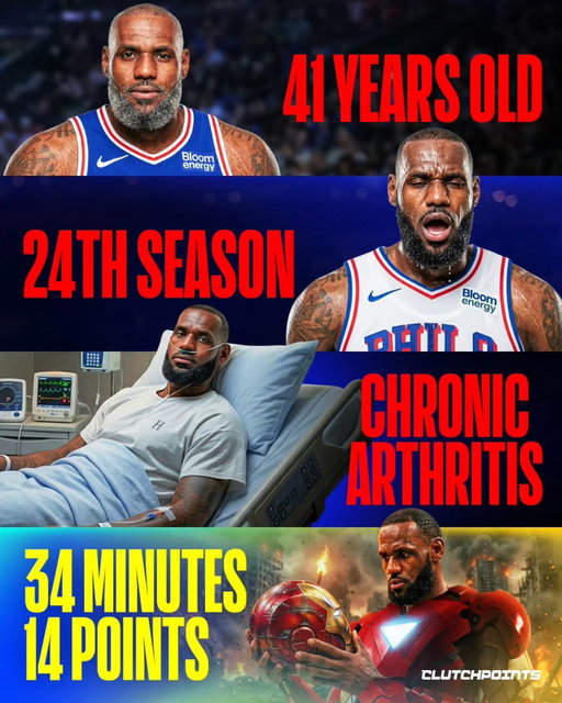 LeBron James is defeating everybody.
The NBA's record books,
Father Time,
Even chronic arthritis.

In his Sixers debut:

🔸 34 minutes
🔸 14 points
🔸 9 rebounds
🔸 7 assists
🔸 5-13 FG

Most players are over 5 years out of the league when they turned 41 years old.
LeBron? Still playing.
Despite battling chronic aches and pains at this point in his career,
He still plays enough minutes to make an impact on the floor.
And he looks sprier than most people do in their late 20s.

To LeBron, age is just a number,
Just like the amount of injuries he's overcame,
And just like the number of minutes he had already played in his 24-year career.