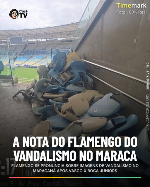 O FLAMENGO EMITIU UMA NOTA OFICIAL SOBRE O ESTADO DO MARACANÃ! 🏟️

Após Vasco x Boca Juniors, alguns torcedores vandalizaram parte do estádio, quebrando cadeiras e o Rubro-Negro se pronunciou dizendo que o Consórcio Maracanã está fazendo o possível para reparar os danos e receber os torcedores para Flamengo x Estudiantes.

📷: @Flamengo

#CoberturaCazéTV #Flamengo #Vasco #BocaJuniors #SulAmericana #cztv17