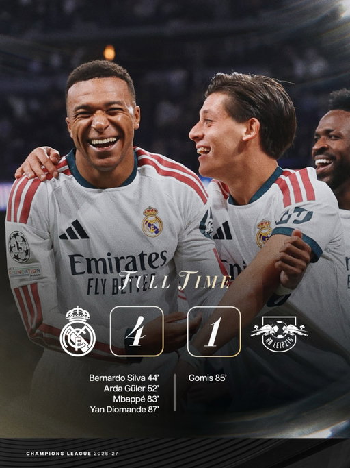 🔥 Great night at the Bernabéu! 
✨ ¡Goleada en casa! 
#UCL