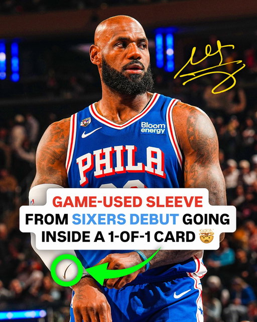 JUST IN: We’ve acquired the shooting sleeve @kingjames wore in his Sixers debut, and it’s going inside a 1-of-1 autographed trading card. One collector who orders the base version of this card will receive the 1/1 autograph. Available now for 48 hours... Link in story!