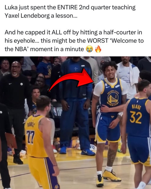 Luka just gave rookie Yaxel Lendeborg the ULTIMATE ‘Welcome to the NBA’ moment 😭😭😭

After Warriors rookie Yaxel Lendeborg started chirping Luka Doncic in the 2nd quarter, Luka took it personally and BULLIED him the rest of the half.

First he hit a tough bucket and IMMEDIATELY yelled at Yaxel on the bench. After Steve Kerr subbed him back in, he immediately baited him into a technical foul.

But that wasn’t it… he capped ALL of this off with a half-court buzzer beater in his EYEHOLE. 💀

We might’ve witnessed one of the most brutal ‘Welcome to the NBA’ moments in a minute. 😂

(via @lakersalldayeveryday)