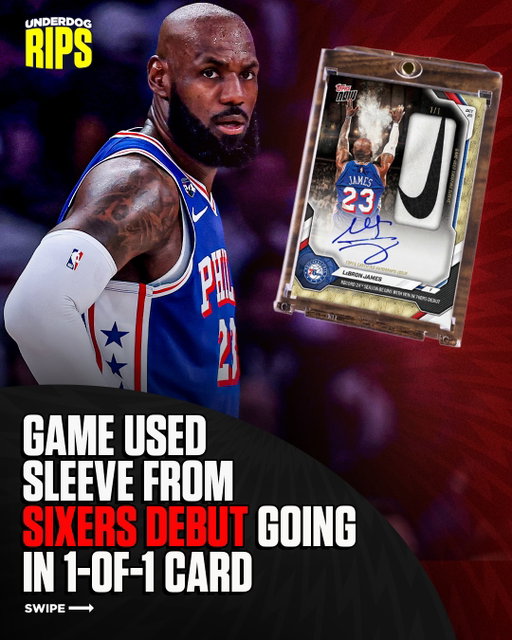 LeBron James game used sleeve from his Sixers debut vs the Knicks is going into a Topps 1-of-1 trading card 👀