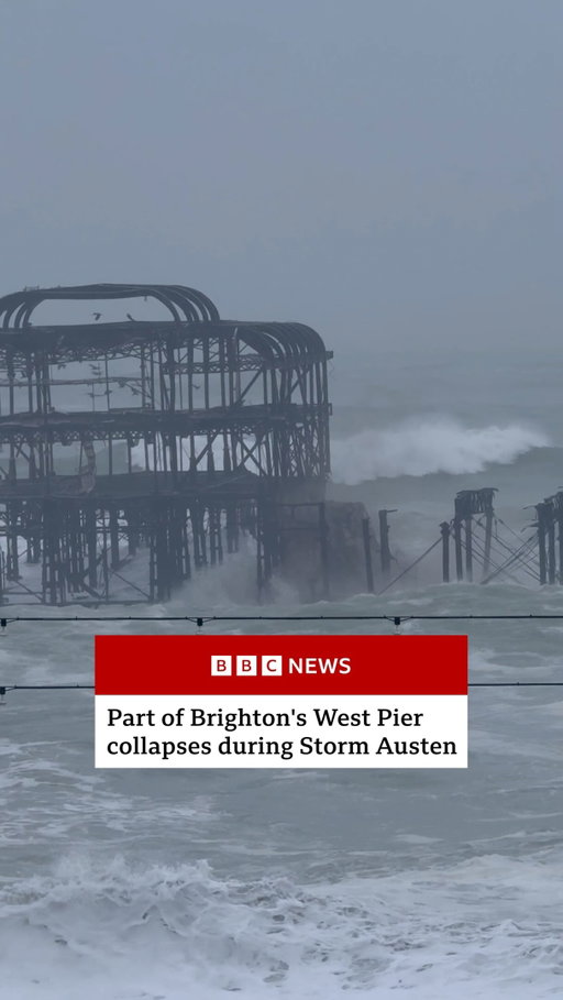 Watch the moment part of Brighton's West Pier collapses during Storm Austen.

Tap the link in our bio for more.