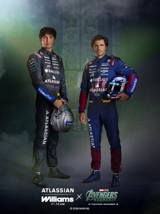 Super Hero mentality, unlocked.

Alex Albon and Carlos Sainz take on COTA in one-off Marvel race suits and helmets as we promote Avengers: Doomsday.

#AtlassianWilliamsF1Team #Marvel #AvengersDoomsday #USGP #AvengersAssemble

©️ 2026 MARVEL