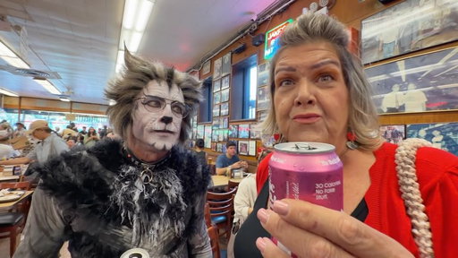 We brought Erma to Katz’s Deli for an honest review.

The soda? “Really, really good.”
The cat? “got a lot of issues.”
The fur? “Never hurt nobody.”

A purr-fectly normal lunch at Katz’s.