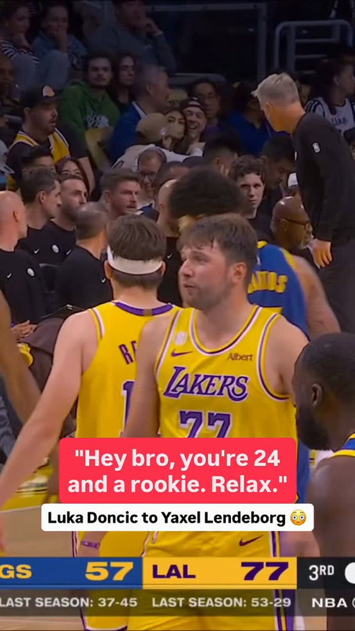 Luka had some words for the Warriors rookie after drawing a foul on him 👀