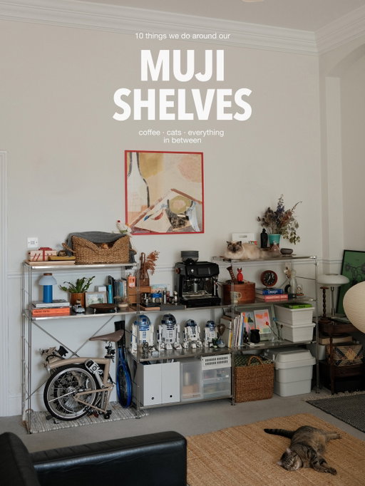 rental life calls for furniture that can change with you. Our MUJI SUS shelves have taken on so many roles over the years, adapting to our routines and our two meows 🐈🐈

save these for your next shelf reset 🔖
.
.
#MujiHome #SmallSpaceDesign #ShelfieStyling
#OrganizationHacks #MUJISUS