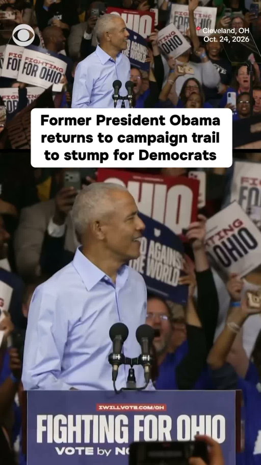 Former President Barack Obama returned to the campaign trail in Cleveland, Ohio, on Saturday to back the state's Democratic candidates ahead of November's midterm election. The 44th president will head to Michigan for another rally tonight as President Trump campaigns in Georgia.