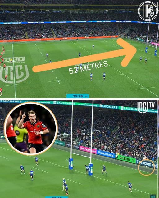We're still a bit astonished by the penalty from 20-year-old Munster star Charlie O'Shea in the first half of the Leinster-Munster game.

O'Shea's kick was measured at 52 metres. Not only was it good - it actually cleared the entire in-goal area and landed just in front of the ad hoardings.

That's quite a bit of welly.

Storm Boelo picked up a massive assist for this one.💨
