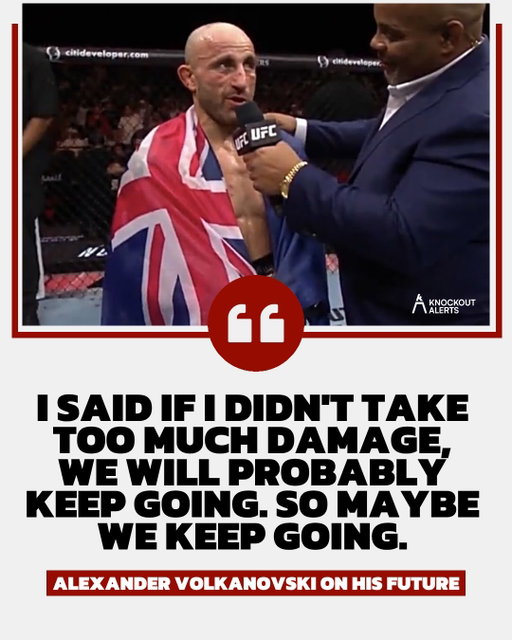 Don’t expect Alexander Volkanovski to ride off into the sunset just yet. (Polymarket Partner)

After his featherweight title fight against Movsar Evloev at UFC 333, Volk made it clear that fighting is his choice, not something he has to do. As long as he stays healthy, the plan is to keep rolling. 👀

"I said if I didn’t take too much damage, we will probably keep going. So maybe we keep going."