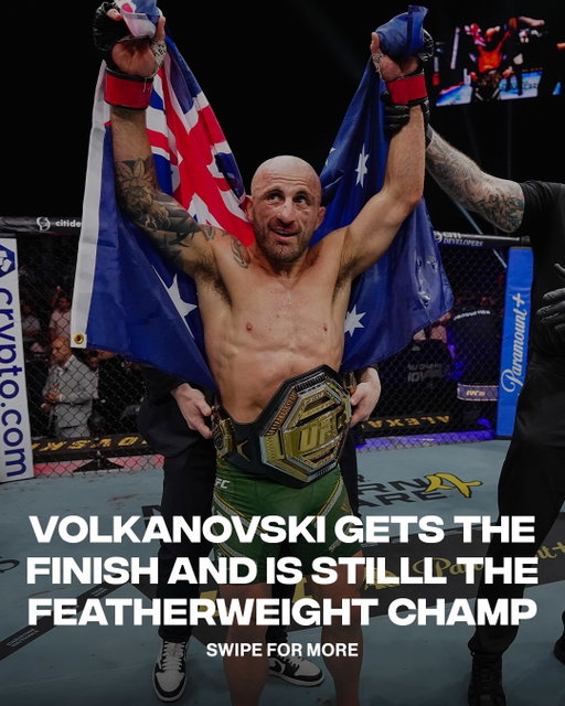 AND STILLLLL 😤

Alexander Volkanovski gets the finish in the second round to defeat Movsar Evloev and remain champ 🔥

(📸: Getty)