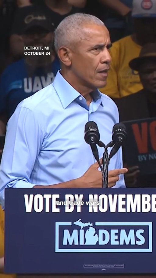 Former President Barack Obama expressed astonishment as he condemned President Donald Trump’s tariffs on Canada during a rally in support of Michigan's Democratic Senate nominee Abdul El-Sayed in Detroit.