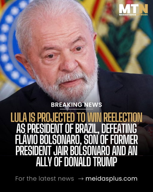 🚨 BREAKING: Lula is projected to WIN reelection as president of Brazil, defeating Flávio Bolsonaro, son of former President Jair Bolsonaro and an ally of Donald Trump.

The projection comes just ONE DAY after Reuters exposed a Trump administration effort to help return the Bolsonaro family to power.

A major political upset in Brazil.