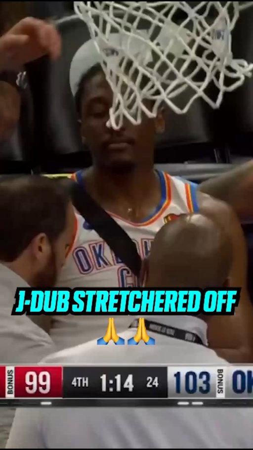J-Dub, noooooooooooo 🥺 🥺 🥺

Horrific scenes in OKC, as Jalen Williams' season appears to be over after suffering a serious lower-leg injury that left his teammates in shock. 

#JalenWilliams #OKCThunder