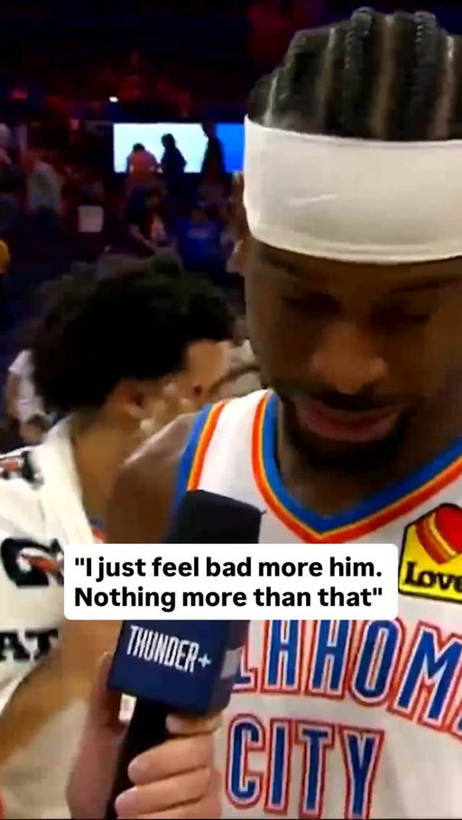An emotional Shai Gilgeous-Alexander reflects on Jalen Williams’ injury and what his teammate means to the Thunder.

(via Thunder+)