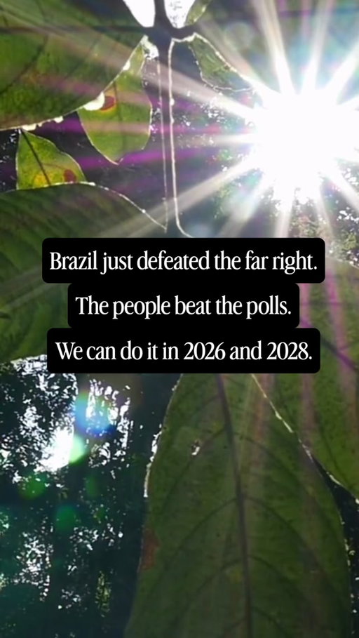 Brazil just showed the world what happens when people show up. Lula lost the first round, and the final polls said he would lose again. Then more voters turned out for the runoff, and he beat Flávio Bolsonaro by more than 4 million votes. It’s the first time in Brazil’s modern democracy that a candidate came back from a first-round loss to win.

This matters far beyond Brazil. Flávio’s father, former president Jair Bolsonaro, was convicted of plotting to overturn the 2022 election and sentenced to more than 27 years in prison. Brazil held him accountable in court, and then voters turned away the movement he built.

Our midterms are November 3, and every one of us has the power to change the trajectory of our country. Tell me in the comments whether you’re voting early, by mail, or on Election Day, share this with someone who needs a reminder that their vote counts, and follow for more.