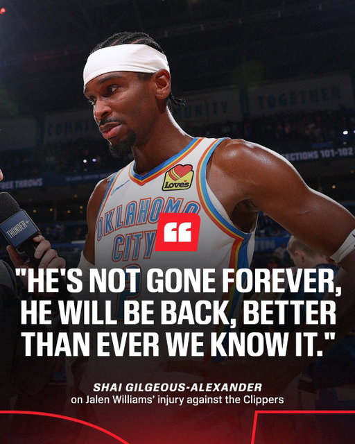 ‘I just feel bad for him’ 🥺 
 
SGA couldn't hold back tears when giving his thoughts on Jalen Williams' injury.
 
#NBA