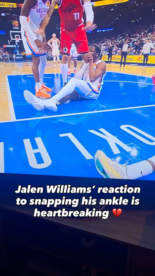 Jalen Williams seeing his own ankle after his horrific injury is heartbreaking 💔

The Oklahoma City Thunder star went down late against the LA Clippers, and the moment he looked down and realized what had happened was difficult to watch. Medical staff immediately rushed to his side as players from both teams looked on in shock.

J-Dub was eventually placed on a stretcher and wheeled off the court, bringing a frightening end to the night as the arena watched in concern. Despite everything, Williams gave the crowd a thumbs-up as he was taken off the floor. 🙏

Jalen has been such a huge part of everything the OKC Thunder have built, and seeing a player go through a moment like this puts basketball into perspective. Beyond the NBA, the wins, and the championships, these are human beings who dedicate their lives to this game. Praying for J-Dub, his health, and a full recovery. 🙏

(via BronTooTuff/X)
