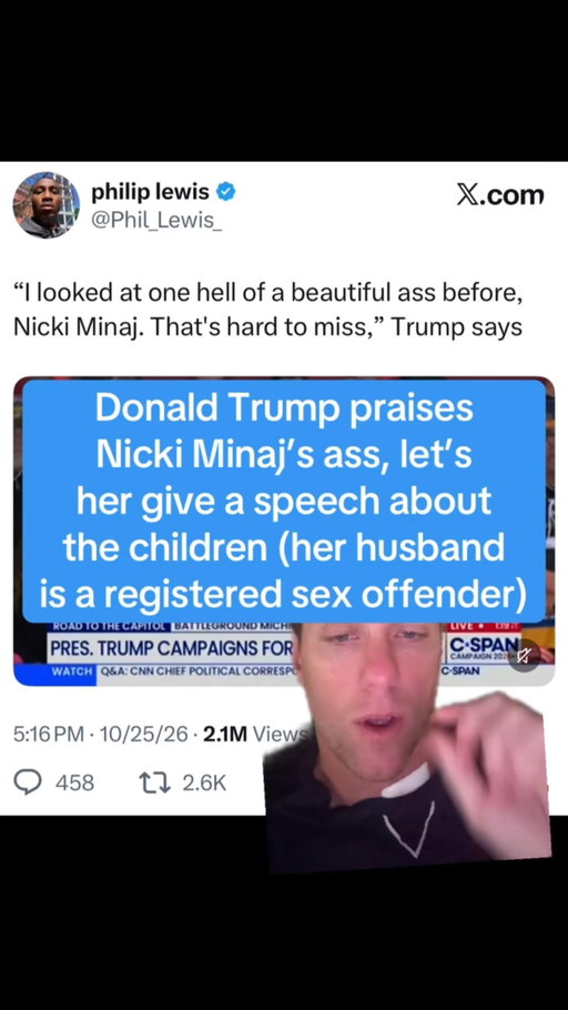 It’s over for Donald Trump and the MAGA movement. And I’m not even talking about politically. I’m talking about PR wise. Popularity wise. The movement and the power. Once it’s gotten so bleak you’ve turned to Nicki Minaj and her fat ass for attention and she’s on stage talking about the children when her husband is a registered sex offender, you HAVE TO ADMIT you’ve lost. You HAVE TO. There are rules. 2+2=4. What goes up must come down. And if you’re president of the United States talking about a rappers fat ass and letting her on stage to give a speech to promote your party knowing her baggage, you logically HAVE TO UNDERSTAND ITS A WRAP. If a tan suit, a loud scream, and flubbing a common phrase used to be political suicide, we can’t move the goal posts to the point that this shit is acceptable. And again I’m not even talking about politically, I’m just talking about the rules of arguing and debate. This is not Vietnam, Smokey! There are rules!