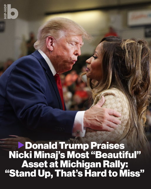 Donald Trump brought Nicki Minaj into the spotlight during a Michigan rally after making a cheeky comment about the rapper’s assets. 👀⁠
⁠
Minaj, who has openly supported Trump during his second term, later joined him onstage and led a “We love Trump!” chant, even joking that she’d support him again if he ran for president.⁠
⁠
See what Trump had to say about Minaj at the link in bio.⁠