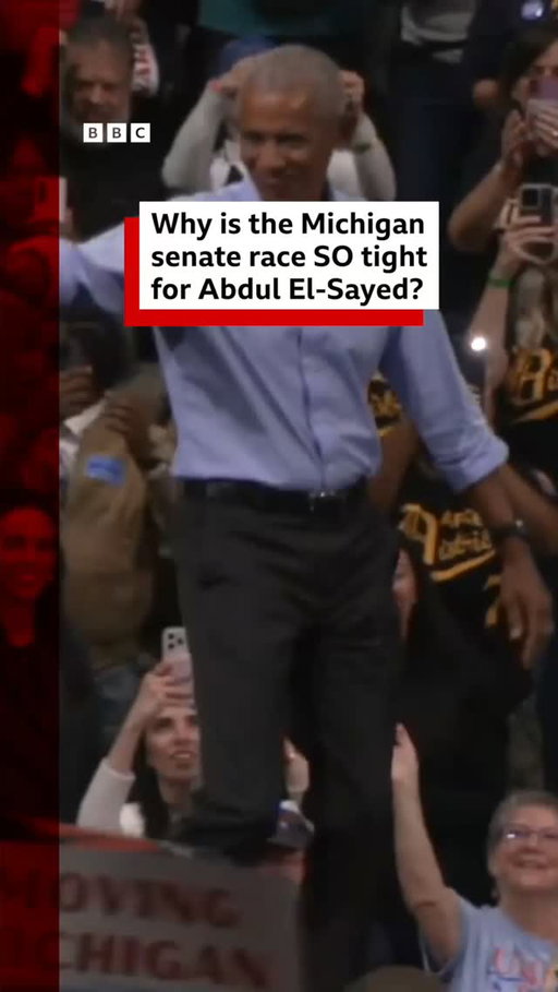 In Michigan, Democratic Senate candidate Abdul El-Sayed is locked in a tight race with Republican Mike Rogers with just over a week to go before the midterms.
 
Former President Barack Obama held a rally - one of the first in this cycle - with the Democrat on Saturday.
 
In remarks on Sunday, President Donald Trump focused on El-Sayed's Muslim faith and background, alleging that he will "invite jihadists" into America if he wins.
 
El-Sayed has criticised similar remarks by Trump as Islamophobic.
 
Tap the link in @BBCNews’s bio to learn more.
 
#BBCNews
