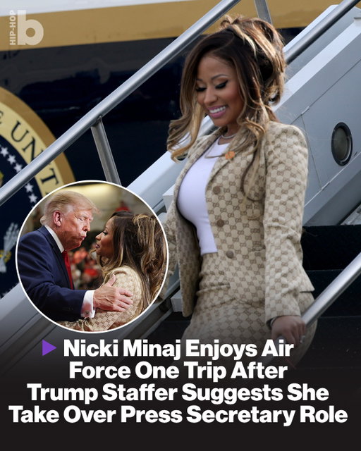 Nicki Minaj is taking her support for Donald Trump to Air Force One. ✈️ ⁠
⁠
The rapper shared a video aboard the presidential aircraft, captioned “#AirForceOneBARBIE,” after joining Trump at a Republican rally in Michigan on Sunday (Oct. 25).⁠
⁠
Introduced as the “queen of rap,” Minaj praised Trump, encouraged support for Republican candidates and led the crowd in a “We love Trump!” chant. ⁠
⁠
White House communications director Steven Cheung fueled speculation about her potentially becoming the next press secretary as well, joking that the administration may have found its replacement.⁠
⁠
More details on Minaj's latest link up with the Trump administration is at the link in bio.