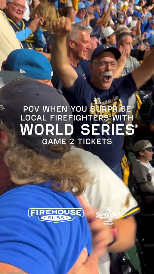 Firehouse Subs Home Team Heroes ⚾️ We surprised another group of local firefighters with MLB Postseason tickets, this time to Game 2 of the World Series!

This National First Responders Day, help us give back to more local heroes. On Oct. 28, 100% of Hook & Ladder® sales* support the Firehouse Subs Public Safety Foundation, helping provide first responders with lifesaving equipment and resources.

*Excluding taxes. For important charitable solicitation disclosures and other legal information, please visit firehousesubsfoundation.org.

#FirehouseSubs #FirstResponders #Firefighters #WorldSeries #MLB