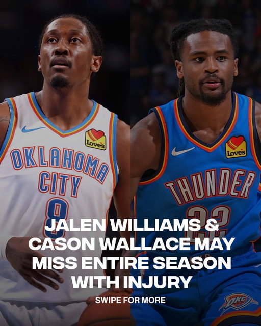 Tough blow for OKC 💔

Jalen Williams will undergo surgery for a dislocated left ankle and fractured fibula, while Cason Wallace will also need surgery to repair a torn labrum in his left shoulder, per @shams 

Both are expected to miss several months and could miss the entire season.

(📸: Getty)