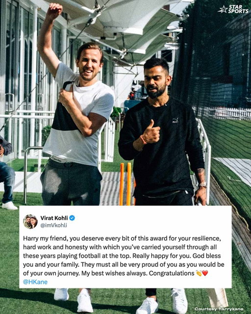 Game recognizes game! 🤝⭐

Virat Kohli shares his wishes for the Men's 2026 Ballon D'or winner, Harry Kane! 👏

 #BallonDor #HarryKane #Football #PLonJioStar