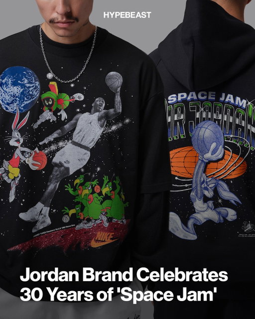 30 years later, and @jumpman23 is still running it back to 'Space Jam' 🏀⁠
⁠
Celebrating the film's 30th anniversary, Jordan Brand is bringing back the '90s nostalgia with a collection featuring Michael Jordan, Bugs Bunny, and the Looney Tunes crew. Graphic tees, hoodies, basketball jerseys, and shorts all get the Tune Squad treatment.⁠
⁠
The collection arrives this holiday season.⁠
Photo: @nike