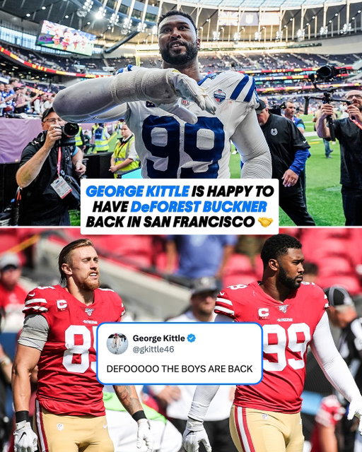 DeForest Buckner and George Kittle are reunited after the 49ers acquire Buckner from the Colts 👏

(via @gkittle)