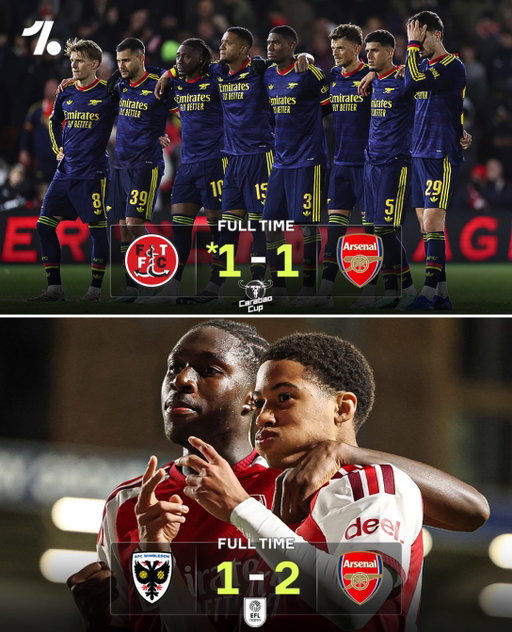Arsenal’s under-21’s played, and BEAT a team higher ranked in the football league than Fleetwood Town on Tuesday night... the same night Arsenal’s mens team was eliminated from the Carabao Cup by the League Two side 🤯😵‍💫

❌ Arsenal mens team lose to Fleetwood, 18th in League Two
✅ Arsenal under-21’s beat AFC Wimbledon who are 17th in League One