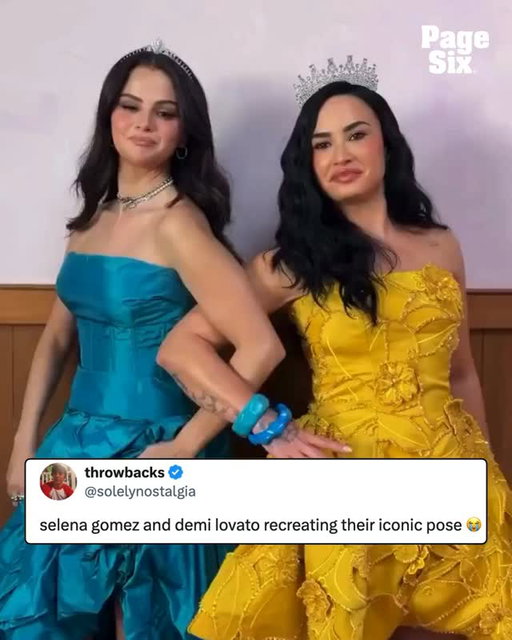 The ICONIC pose is back! 👯 Selena Gomez and Demi Lovato re-create their signature red carpet pose while shooting their latest campaign for Rare Beauty. 🩷

📹: Instagram/rarebeauty; Getty; Disney/"Princess Protection Program"