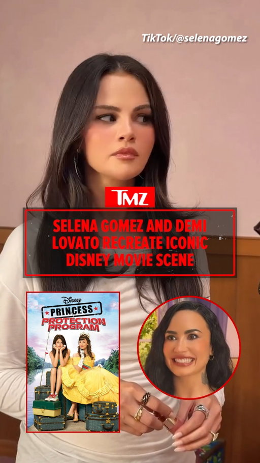 The nostalgia is REAL! Selena Gomez and Demi Lovato recreate a scene from “Princess Protection Program” in a new TikTok. 👸🤭

🎥: TikTok/@selenagomez