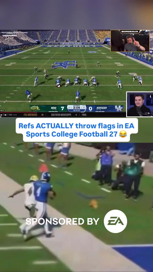 Referees ACTUALLY throw flags in EA Sports College Football 27 🤯

EA Sports College Football 27 is set to release fully in July, and after its “Opening Drive” unveiling on Thursday: fans are learning more and more about the game’s new features.

While most our focused on the new features in Dynasty, like NIL, or the new positions in Road to Glory, popular EA CFB contents creator Bordeaux noticed that the referees in the game actually throw penalty flags. 

Sure, it’s a small thing to the game’s large presentation, but realism like this just adds another layer to the experience and this is a pretty cool thing to see.

EA Sports revived its College Football title in 2024 with the release of EA Sports College Football 25, and followed it up last year with College Foorball 26, but neither game featured flags being thrown.

Just another touch of realism in EA CFB27 🔥

#collegefootball #cfb #cfb27 #madden27