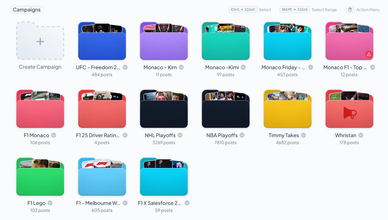 Adding posts to campaigns on the Explore page