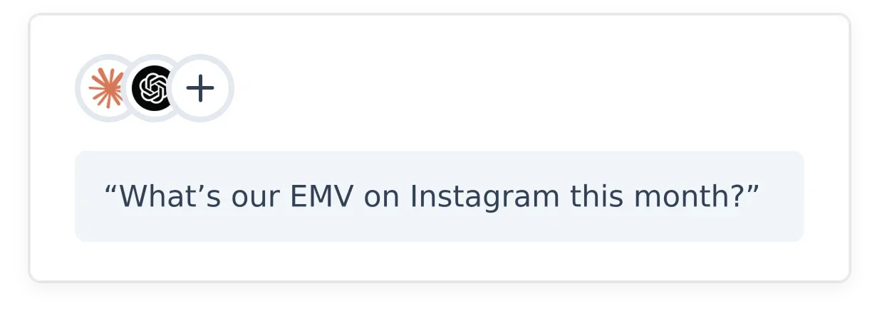 An AI assistant answering a question with live Socialpruf data over MCP
