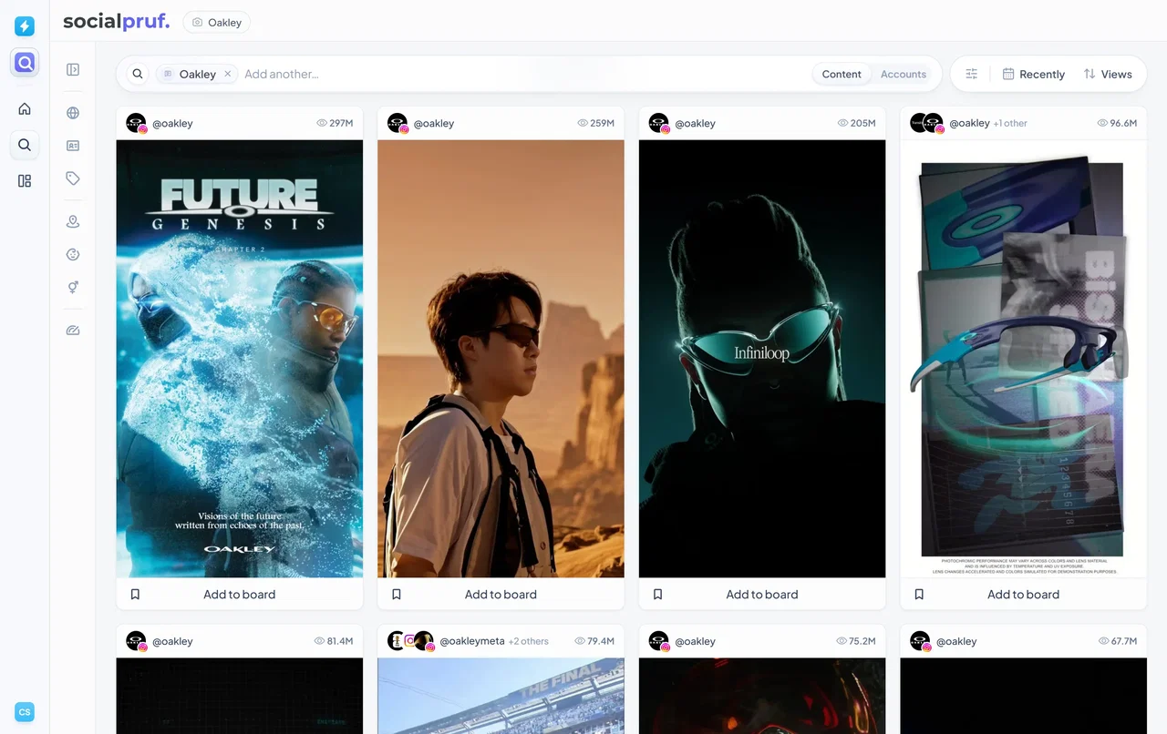 Discover search, showing content results with the filter panel open
