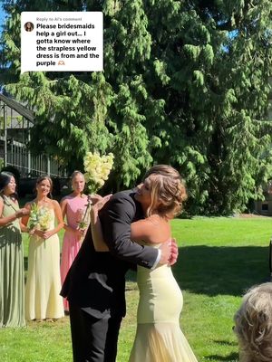 Replying to @Al I got you! Yellow bridesmaid dress is from @missrosier_official Josiane yellow off-shoulder sheer tulle maxi dress! #bridesmaidsdresses #weddingtok 