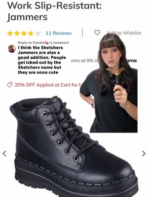 Replying to @frankie🍉 So many of you recommended Skechers Jammers for comfortable alternative work shoes that I had to do a follow up. @SKECHERS has been doing the most lately I’ve noticed! Also I see all your requests for affordable, steel toe, wide toe box, men’s alt, etc. style/shoe content and I’m working on them! #AlternativeStyle #AltFashion #WorkShoes #Altstyle #altworkwear  