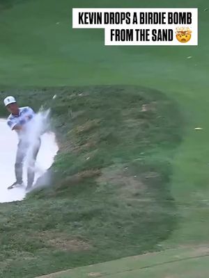 OUT of the bunker & INTO the hole 😉 #ironsharpensiron #livgolf #livgolfindy #birdie #kevinna 