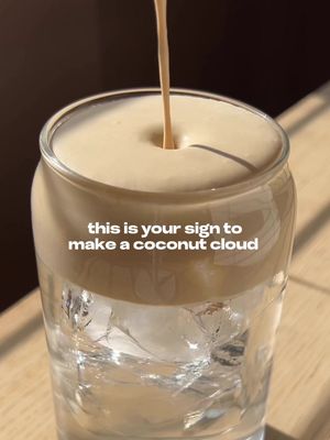 if u haven’t tried a coconut cloud yet, this is your sign!!  the OG is coconut water with sweet cream, but some popular variations have been the matcha, ube & espresso coconut clouds.  some other yummy experiments have resulted in the vanilla, chocolate, thai tea & piña colada coconut clouds which have all been insanely tasty ⚡️ what coconut cloud should we mix up next? #coffee #homecafe #espresso #coconut 
