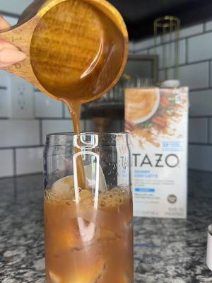 Less sugar, same body flavor ☕❤️‍🔥 TAZO Skinny Chai Latte combines bold black tea with cinnamon, cardamom, and vanilla for a truly superb sip— all with 33% fewer calories! @Andrea | SAHM | 🎀🕊️📖☕️  #TAZOSkinnyChaiLatte #SpicySweetFlavors #TeasThatPlease